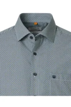 REDMOND Hemd camel gemustert Comfort Fit Kurzarm