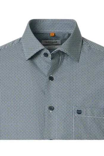 REDMOND Hemd camel gemustert Comfort Fit Kurzarm