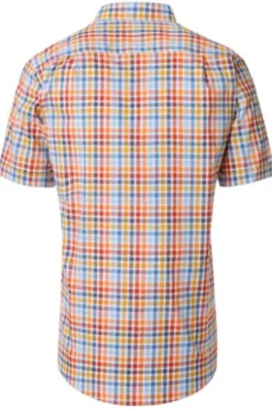 REDMOND Hemd gelb kariert Regular Fit Kurzarm Button-Down