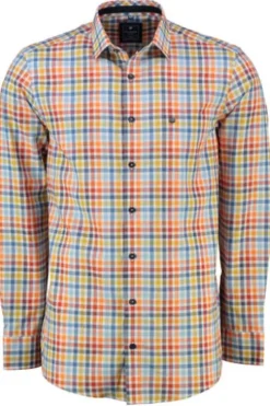 REDMOND Hemd gelb kariert Regular Fit Langarm Button-Down