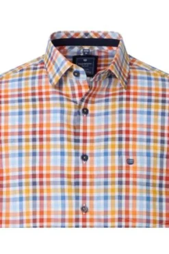 REDMOND Hemd gelb kariert Regular Fit Langarm Button-Down