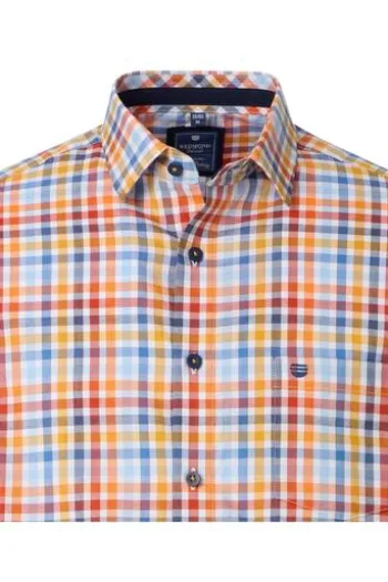 REDMOND Hemd gelb kariert Regular Fit Langarm Button-Down