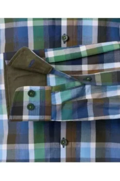REDMOND Hemd grün gemustert Comfort Fit Langarm