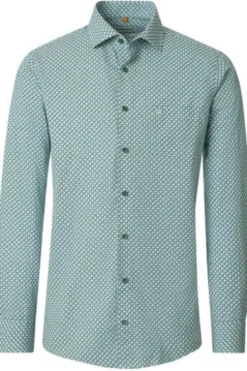 REDMOND Hemd grün gemustert Comfort Fit