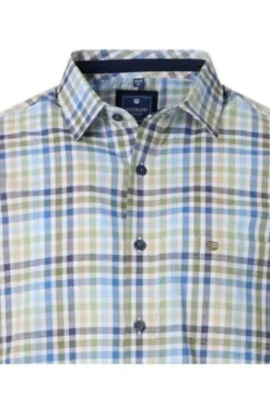 REDMOND Hemd grün kariert Regular Fit Kurzarm Button-Down