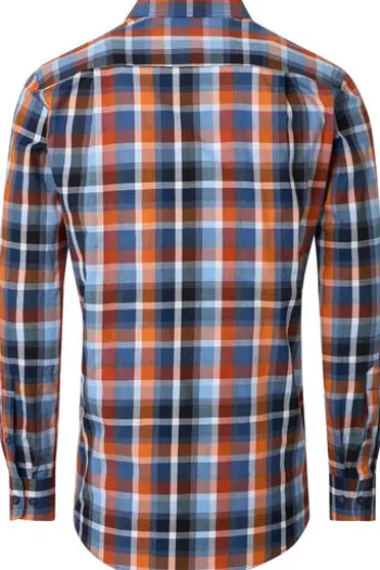 REDMOND Hemd orange kariert Comfort Fit Langarm