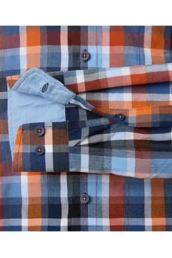 REDMOND Hemd orange kariert Comfort Fit Langarm