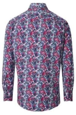 REDMOND Hemd rot geblümt Comfort Fit