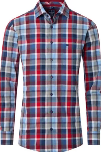 REDMOND Hemd rot kariert Comfort Fit Langarm