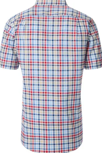 REDMOND Hemd rot kariert Regular Fit Kurzarm Button-Down