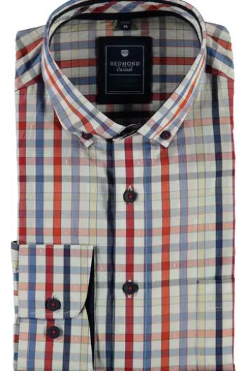 Redmond Hemd rot kariert Regular Fit