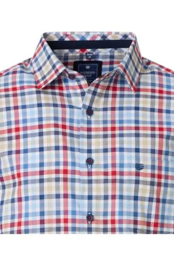 REDMOND Hemd rot kariert Regular Fit Langarm Button-Down