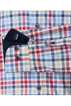 REDMOND Hemd rot kariert Regular Fit Langarm Button-Down