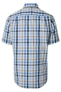 REDMOND Karo Hemd blau kariert Comfort Fit Kurzarm