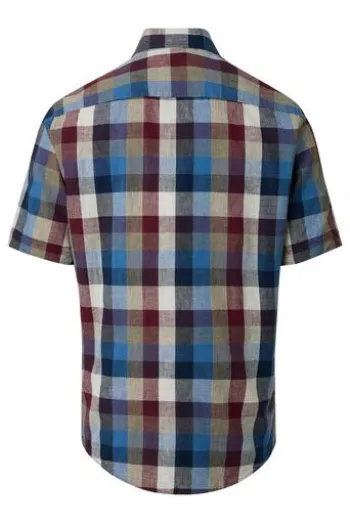 REDMOND Karo Hemd rot kariert Casual Fit Kurzarm