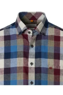 REDMOND Karo Hemd rot kariert Casual Fit Kurzarm