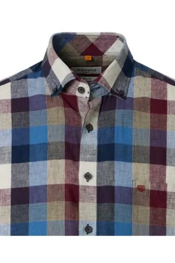 REDMOND Karo Hemd rot kariert Casual Fit Kurzarm
