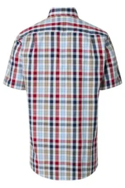 REDMOND Karo Hemd rot kariert Comfort Fit Kurzarm