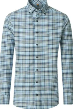 REDMOND Oxford Karo Hemd blau kariert Comfort Fit