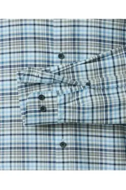 REDMOND Oxford Karo Hemd blau kariert Comfort Fit