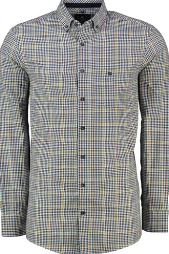 REDMOND Oxford Karo Hemd gelb kariert Regular Fit Langarm Button-Down