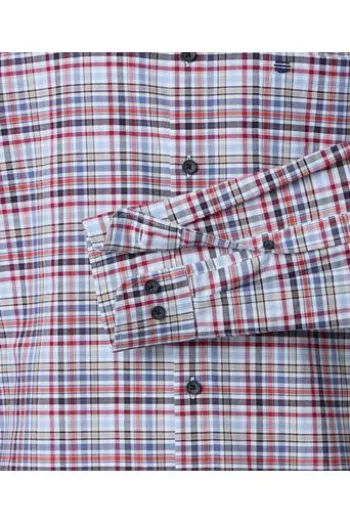 REDMOND Oxford Karo Hemd rot kariert Comfort Fit