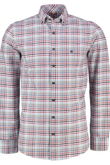 REDMOND Oxford Karo Hemd rot kariert Comfort Fit