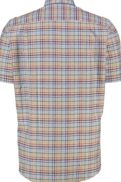REDMOND Oxford Karo Hemd terra kariert Comfort Fit Kurzarm