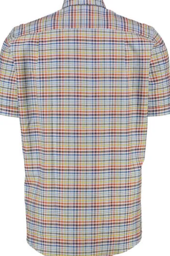 REDMOND Oxford Karo Hemd terra kariert Comfort Fit Kurzarm