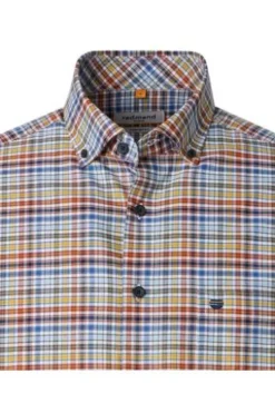 REDMOND Oxford Karo Hemd terra kariert Comfort Fit