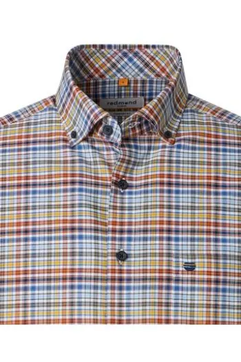 REDMOND Oxford Karo Hemd terra kariert Comfort Fit