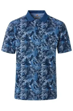 REDMOND Polo-Shirt blau geblümt