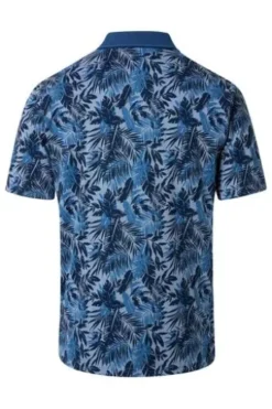 REDMOND Polo-Shirt blau geblümt
