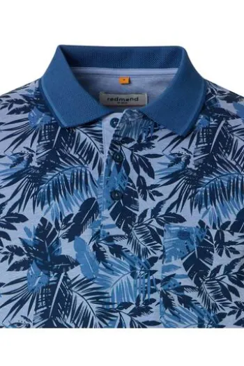 REDMOND Polo-Shirt blau geblümt