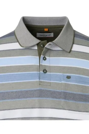 REDMOND Polo-Shirt grün gestreift
