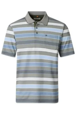 REDMOND Polo-Shirt grün gestreift