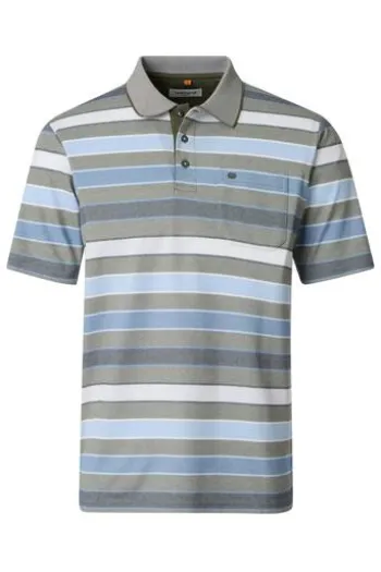 REDMOND Polo-Shirt grün gestreift