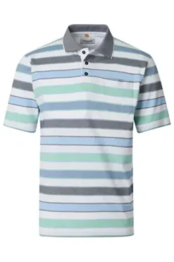 REDMOND Polo-Shirt grün gestreift