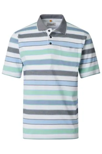 REDMOND Polo-Shirt grün gestreift