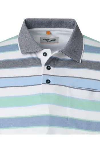 REDMOND Polo-Shirt grün gestreift