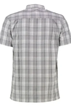 REGATTA Funktionshemd Mindano grau kariert Regular Fit Kurzarm