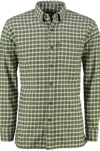 SKOGEN Flanell Hemd oliv kariert Regular Fit Langarm