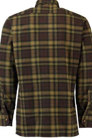 SKOGEN Flanell Hemd oliv kariert Regular Fit Langarm Kentkragen