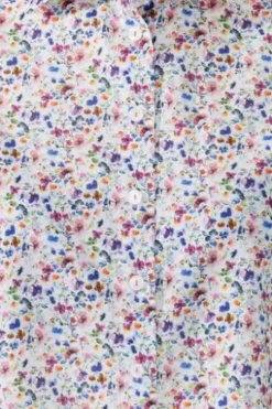 SOMMERMANN Bluse Blau-multicolour geblümt Kurzarm
