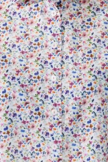 SOMMERMANN Bluse Blau-multicolour geblümt Kurzarm