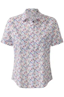 SOMMERMANN Bluse Blau-multicolour geblümt Kurzarm