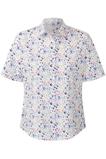 SOMMERMANN Bluse Weiß-multicolour gepunktet Kurzarm