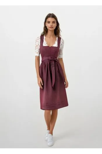 SPIETH & WENSKY Dirndl Geisa dunkelrot 70er Rocklänge