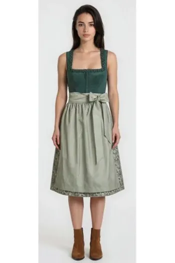 SPIETH & WENSKY Dirndl Gloria dunkelgrün 70er Rocklänge