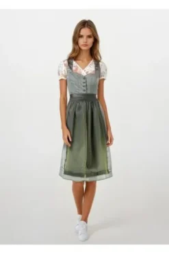 SPIETH & WENSKY Dirndl oliv gemustert Flamingo (70 cm)